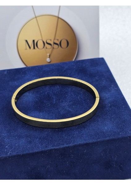 Kalın Düz Kelepçe Model Gold Renk Çelik Bileklik modelleri