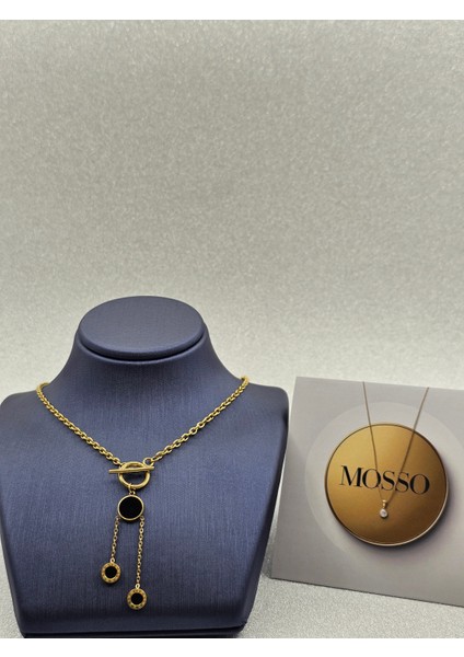 Siyah/gold Halka Detaylı Y Model Çelik Kolye fiyatları