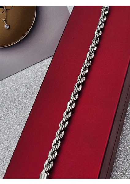 Burgu Model Gümüş Renk Çelik Bileklik