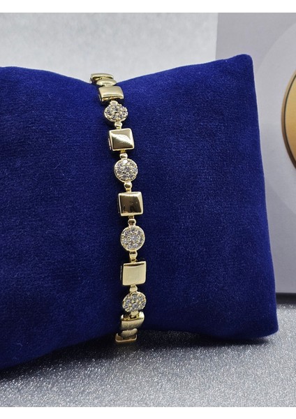 Xuping Yuvarlak Kare Model Zirkon Taş Detaylı Çelik Bileklik
