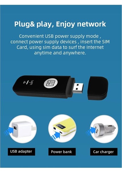 4g USB Wifi Modem 150MBPS Yuvası 4g Lte Car Kablosuz Wifi Yönlendirici USB Dongle Destek B28 Avrupa Bandı Black (Yurt Dışından) fırsatları