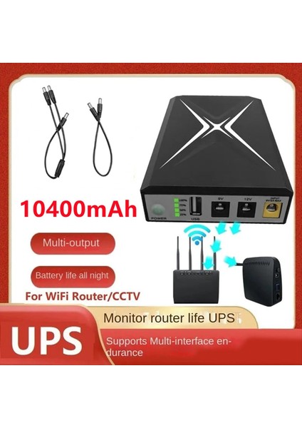 10400MAH Dc Ups Kesintisiz Besleme Yönlendirici 9V 12V 18W Pil Yedekleme Mini Ups Cctv Güç Kaynağı Için USB Wifi Yönlendirici (Yurt Dışından) modelleri
