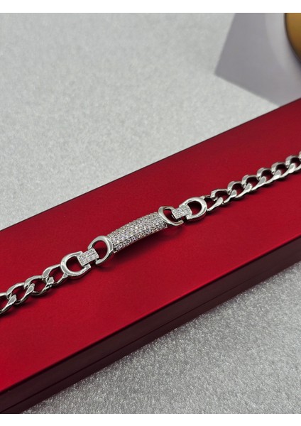 Xuping Ortası Zirkon Taşlı Gümüş Renk Zincir Model Çelik Bileklik fiyatları