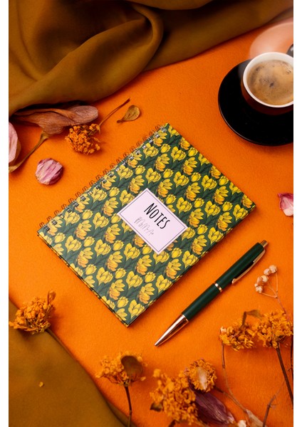 Magnolia-Midi Sert Kapak Spiralli Defter, 14X20 cm