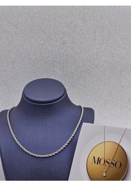 Burgu Zincir Gümüş Renk Çelik Kolye Standart Boy modelleri