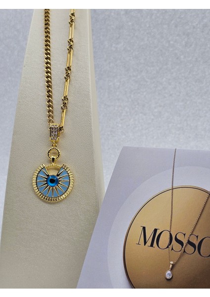 Göz Işık Model Gold Renk Çift Model Zincirli Çelik Kolye