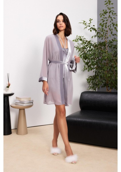 Kadife Saten 3'lü Kadın Pijama Takımı - 2845 Royal