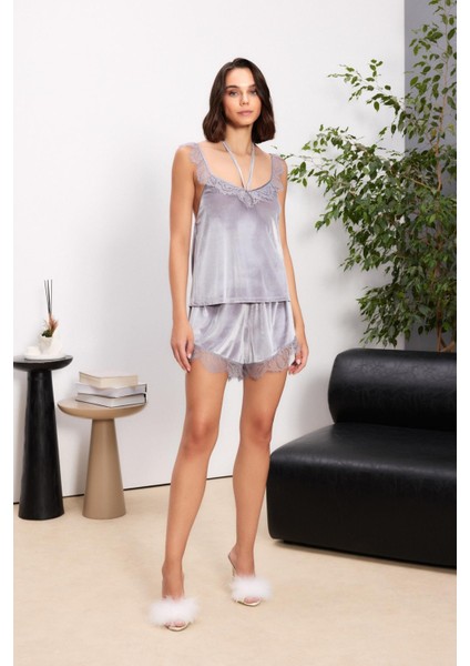 Kadife Saten 3'lü Kadın Pijama Takımı - 2845 Royal modelleri