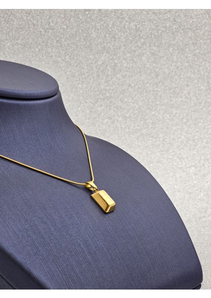 Külçe Model Çelik Kolye Gold Renk ( Küçük Boy ) fırsatları