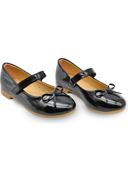 Jessica Tek Cırtlı Pu Deri Kız Çocuk Babet Ayakkabı Siyah modelleri