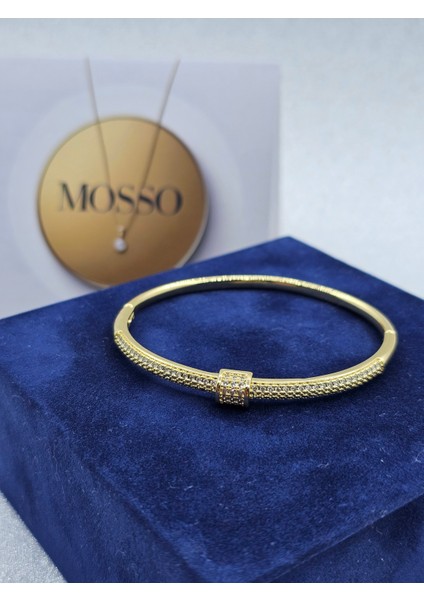 Zirkon Taşlı Gold Renk Kelepçe Çelik Bileklik fiyatları