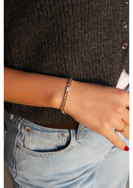 Zirkon Taşlı Gold Çelik Bileklik fiyatları