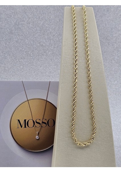 Uzun Boy Burgu Zincir Gold Renk Çelik Kolye