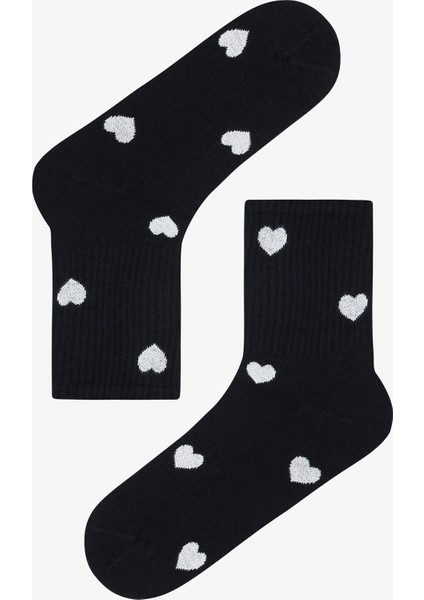 5 Çift Pamuklu Kalp Desenli Tenis Soket Çorap