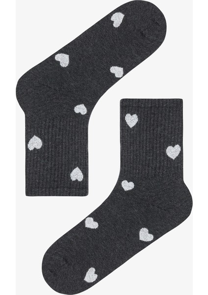 5 Çift Pamuklu Kalp Desenli Tenis Soket Çorap