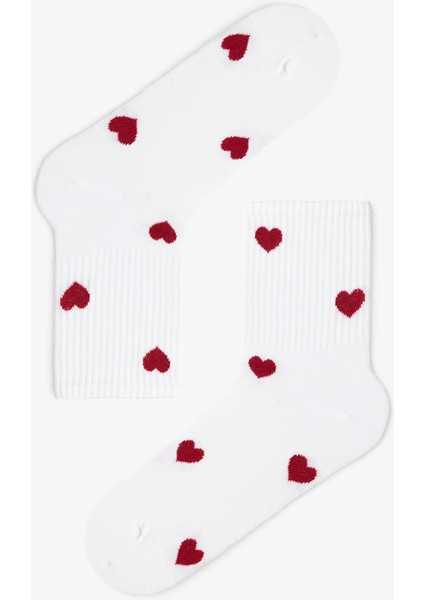 5 Çift Pamuklu Kalp Desenli Tenis Soket Çorap