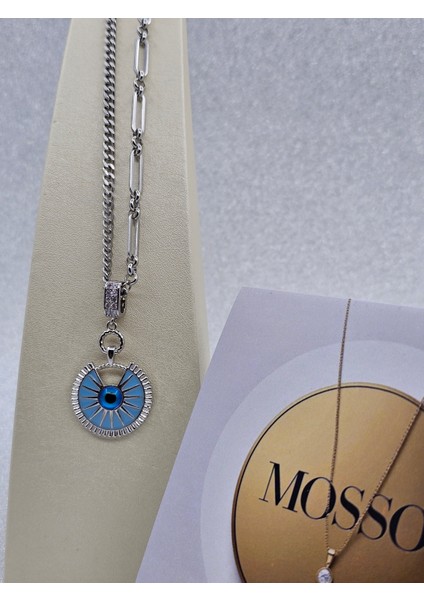 Göz Işık Model Silver Renk Çift Model Zincirli Çelik Kolye fiyatları