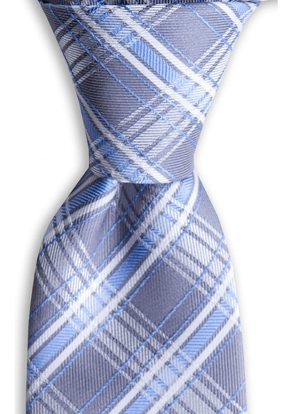 Açık Gri Ekose Desenli 7,5 cm Genişliğinde Ipek Kravat fiyatları