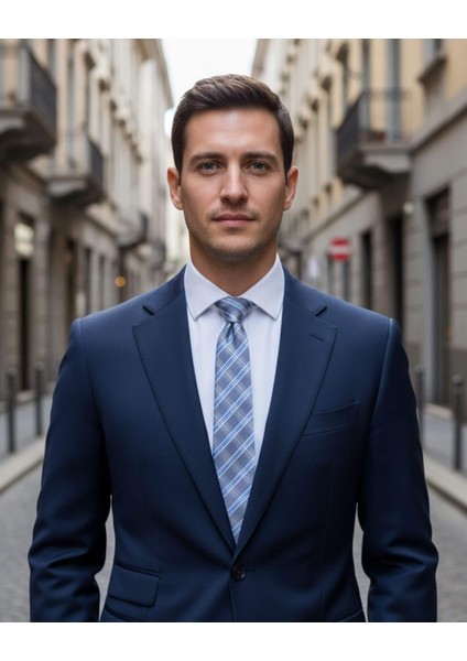 Açık Gri Ekose Desenli 7,5 cm Genişliğinde Ipek Kravat modelleri