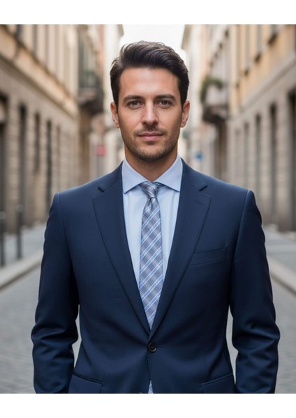 Açık Gri Ekose Desenli 7,5 cm Genişliğinde Ipek Kravat indirimleri