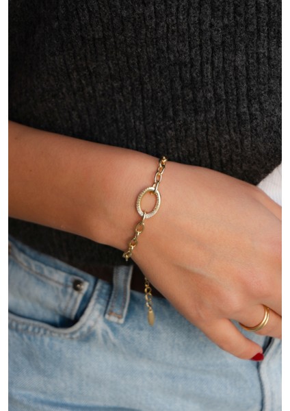 Zincir Gold Çelik Bileklik