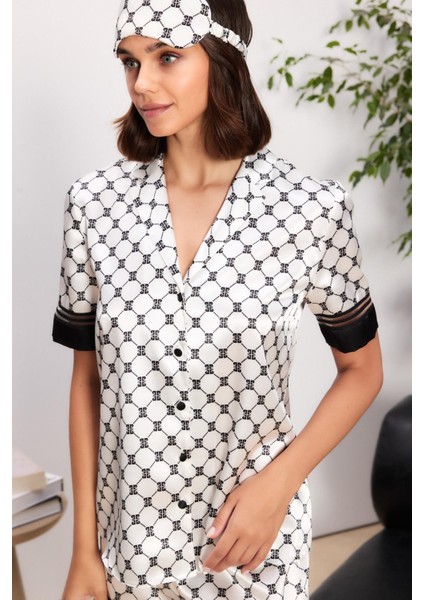 Saten Biyeli Kadın Pijama Takımı - 1305 Siyah fiyatları