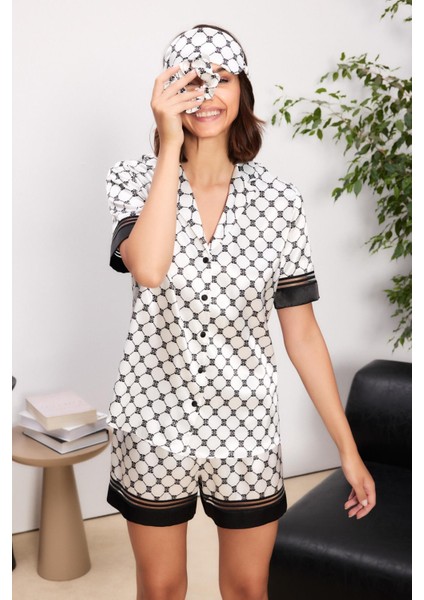 Saten Biyeli Kadın Pijama Takımı - 1305 Siyah modelleri