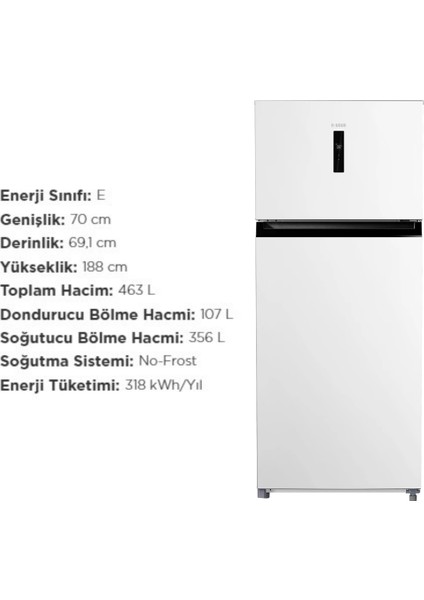 Ues 470 D2K Nf Dgt R65 Çift Kapılı No Frost Buzdolabı modelleri