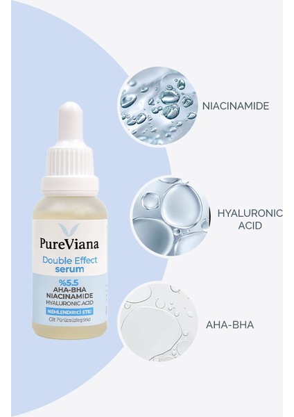 Double Effect Serum 30ML – AHA-BHA + Niacinamide + Hyaluronik Asit – Aydınlatıcı, Gözenek Sıkılaştırıcı, Ton Eşitleyici modelleri
