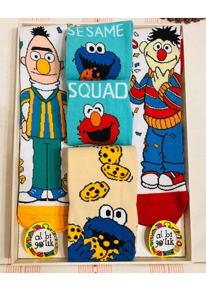 Al Bi 90'lık Susam Sokağı Edi Büdü Kurabiye Canavarı Elmo Çizgi Film Desenli 4'li Soket Çorap SetiGörseldeki aksesuarlar çekimler için kullanılmış olup ürüne dahil değildir. fiyatları