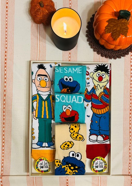 Al Bi 90'lık Susam Sokağı Edi Büdü Kurabiye Canavarı Elmo Çizgi Film Desenli 4'li Soket Çorap SetiGörseldeki aksesuarlar çekimler için kullanılmış olup ürüne dahil değildir. indirimleri