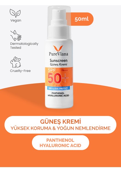 Güneş Kremi Spf 50+ Pa++++ 50ML – Yüksek Koruma, Nemlendirici, Leke Karşıtı, Cilt Tonu Eşitleyici – Yeni Nesil Filtreli