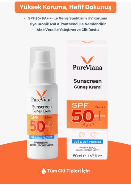 Güneş Kremi Spf 50+ Pa++++ 50ML – Yüksek Koruma, Nemlendirici, Leke Karşıtı, Cilt Tonu Eşitleyici – Yeni Nesil Filtreli modelleri