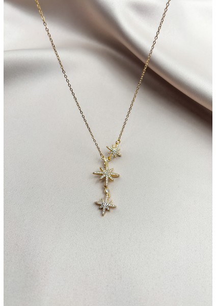 Fıora Taşlı Kar Tanesi Zirkon Kolye - Kadın Hediyelik Şık Zarif