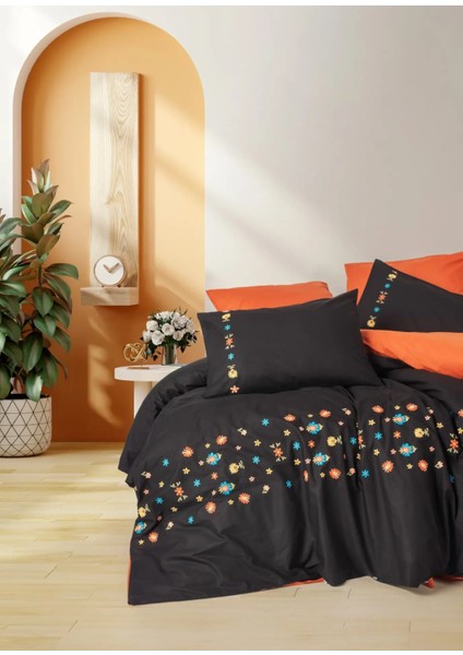 Cotton Box Brode Ranforce Çift Kişilik Nevresim Takımı Liker Kiremit