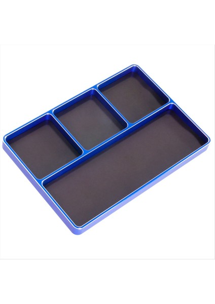 1/10 1/8 Rc Model Araç Metal Cnc Dört Izgara Basit Vidalı Disk Depolama Kutusu Metal Somun Vida Tepsisi Mavi (Yurt Dışından)