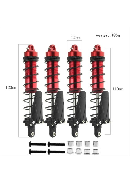 Metal 110MM Şok Emici Yağ Damper 1/10 Rc Prwler Arak Axıal SCX10 AXI03007 RBX10 D90 Trx4 Kırmızı (Yurt Dışından) modelleri