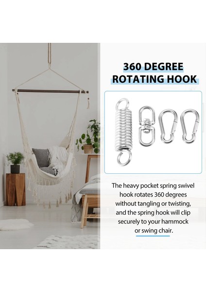 Karabinacılar ve Baharlı Paslanmaz Çelik Döner Montaj Zinciri Ağır Çanta Spor Salıncası Hamak Için 1000LBS Kapasite (Yurt Dışından) modelleri