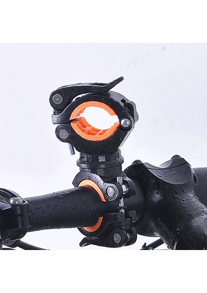 360 Derece Döndürme Bisiklet Bisikleti Işık Çift Tutucu LED Ön El Fildight Pompası Tolbar Montaj Tutucu Bisiklet Accessorie Siyah + Turuncu (Yurt Dışından)
