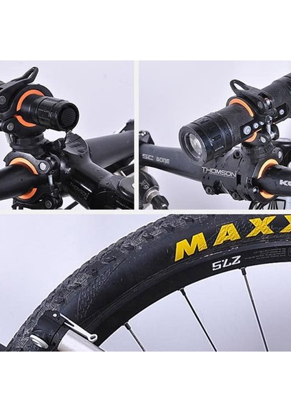 360 Derece Döndürme Bisiklet Bisikleti Işık Çift Tutucu LED Ön El Fildight Pompası Tolbar Montaj Tutucu Bisiklet Accessorie Siyah + Turuncu (Yurt Dışından) modelleri