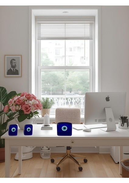 Modern Kare Nazar Boncuğu Seti 3’lü – Ev & Ofis Dekoru - Pozitif Enerji ve Şık Objeler fiyatları
