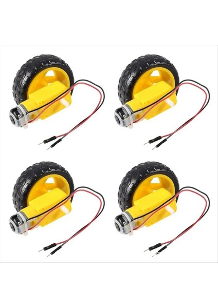 4pcs Dc 3-6V Elektrik Motorlu 4pcs Plastik Lastik Tekerlek Çift Mil Dişli Motor Dişli Motorlu Dıy Kit Akıllı Araba Kiti (Yurt Dışından)