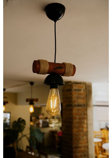 Doğal Ahşap Sarkıt Avize – Retro Bohem Dekoratif Avize Kafe Ev Ofis Balkon Için Dekoratif Aydınlatma