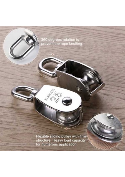 12 Paket M25 Kaldırma Tek Kasnak Silindiri 304 Paslanmaz Çelik Tek Tekerlek Döner Kaldırma Halat Bloğu Tel Halat Için (Yurt Dışından) fırsatları