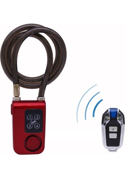 Bisiklet Güvenlik Kilidi Kablosuz Uzaktan Kumanda Hırsızlık Önleme Titreşim Alarm Kilidi Elektrik Motosiklet Kodu Kilit Kırmızı (Yurt Dışından)