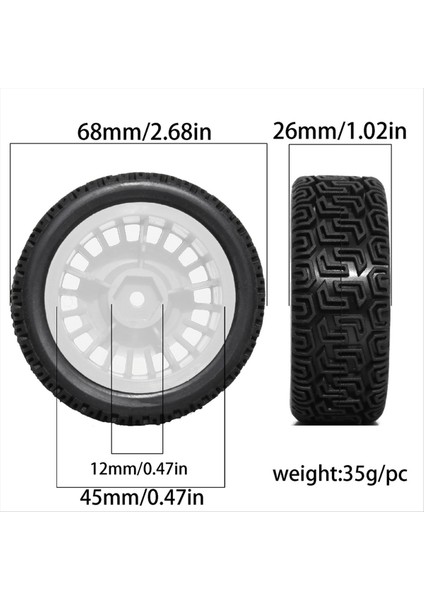 4pcs 68MM Ralli Trenleri XV01 XV02 TT01 TT02 Ptg-2 1/10 Rc Ralli Yarışan Araba Yükseltme Parçaları Siyah (Yurt Dışından) fırsatları