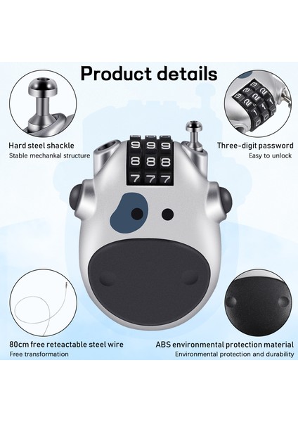 Bisiklet Kilit Kombinasyon Kilidi Bagaj Kilitleri Bagaj Için Bisiklet Kilidi Kilit Kilit Kilitleri 30 Inç Tel Halat Gümüş (Yurt Dışından) fırsatları