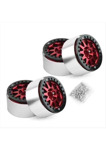 2 2 Inç Beadlock Tekerlek 1 10 Için Ağır Hizmet Tipi Alaşım 1 10 Rc Paletli SCX10 Trx-4 4pcs-Set Kırmızı (Yurt Dışından)