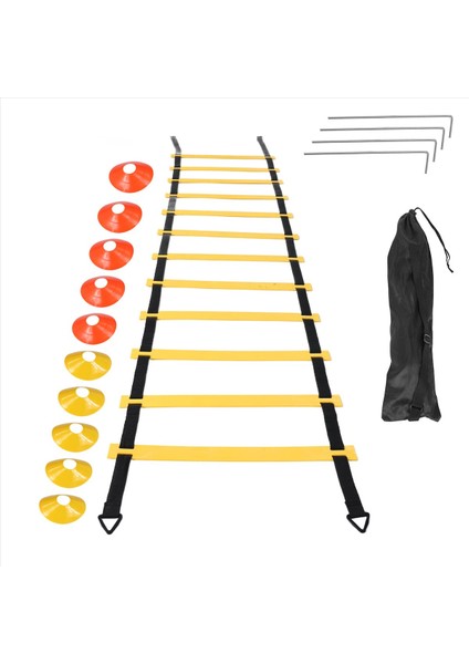 Spor Hız Çeviklik Eğitimi Seti 12 Disk Konileri 4 Çelik Bahçesi ve Futbol Basketbol Ragbi Pisti Için Çeviklik Merdiveni (Yurt Dışından)