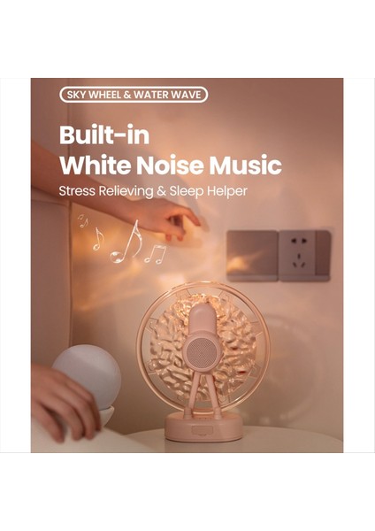 Beyaz Gürültü Müziği Olan Dönme Tekerlek Dalga Lambası Hoparlör 360 ° Surround Ses Hi-Fi Bluetooth Hoparlör Beyaz (Yurt Dışından) modelleri